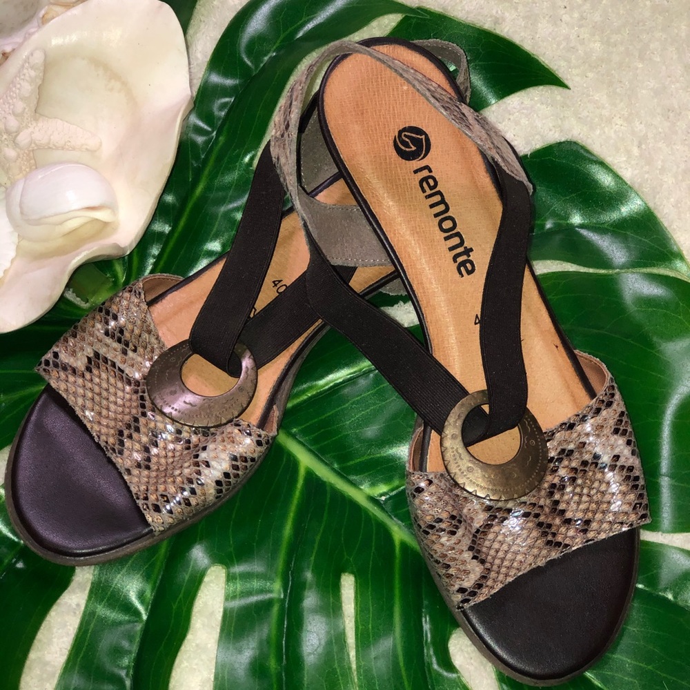 New Remonte Snakeskin Leather Sandals